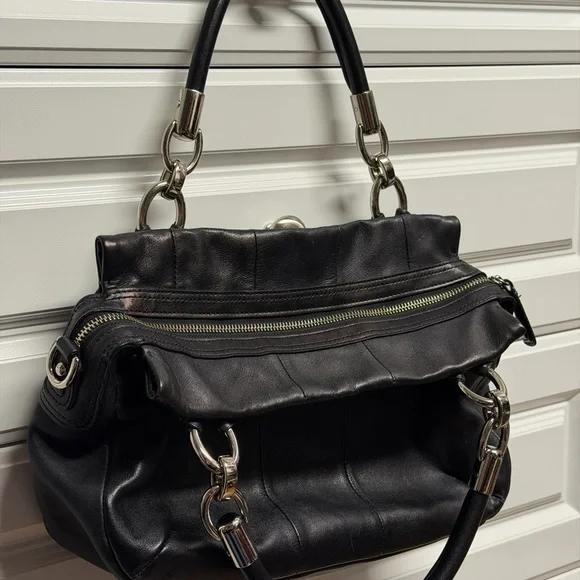 Coach Kristin y2K bag black leather with silver hardware and extra strap - Picture 6 of 12